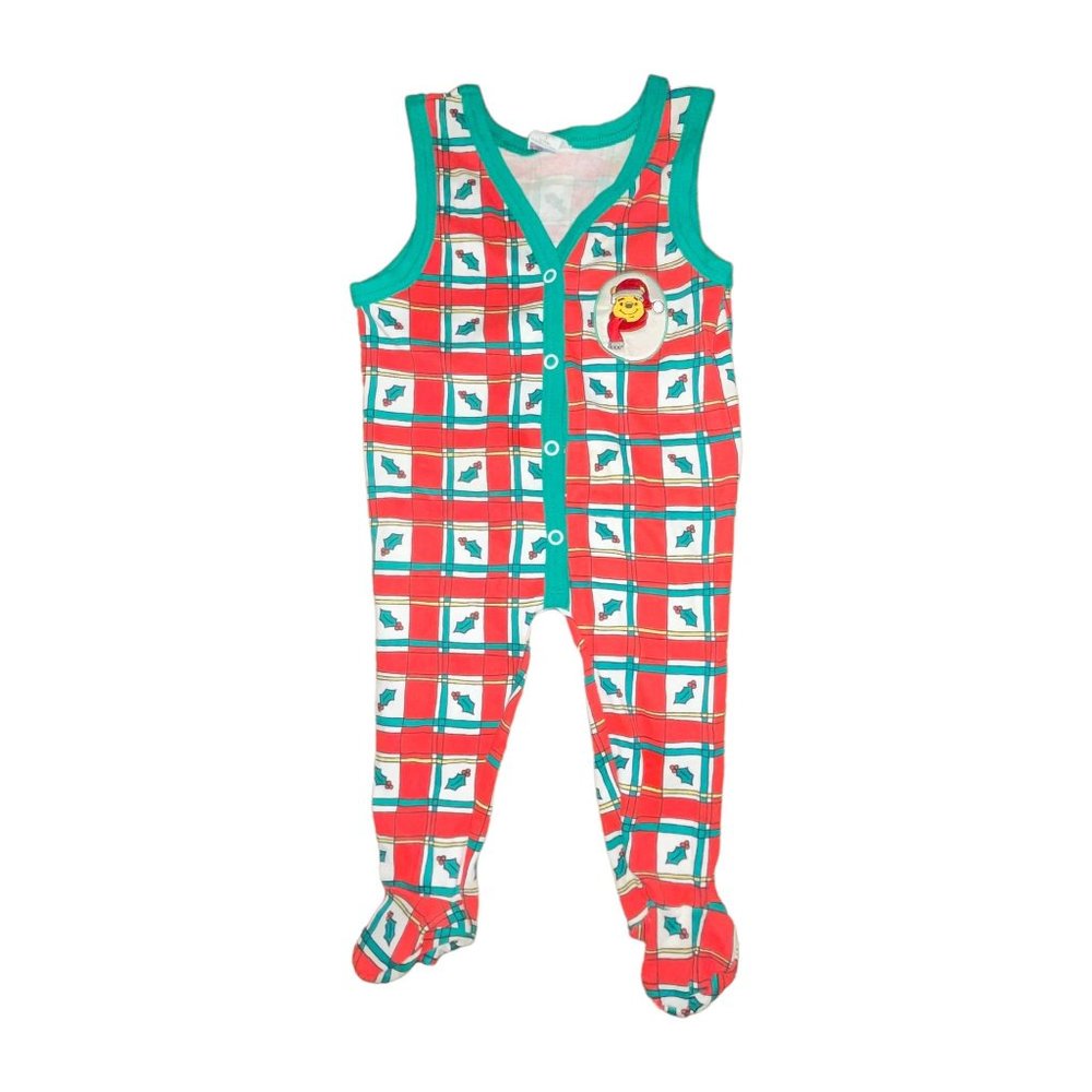 Vintage Disney Winnie the Pooh Overalls S 14 18 Lbs Jumpsuit Christmas Holiday